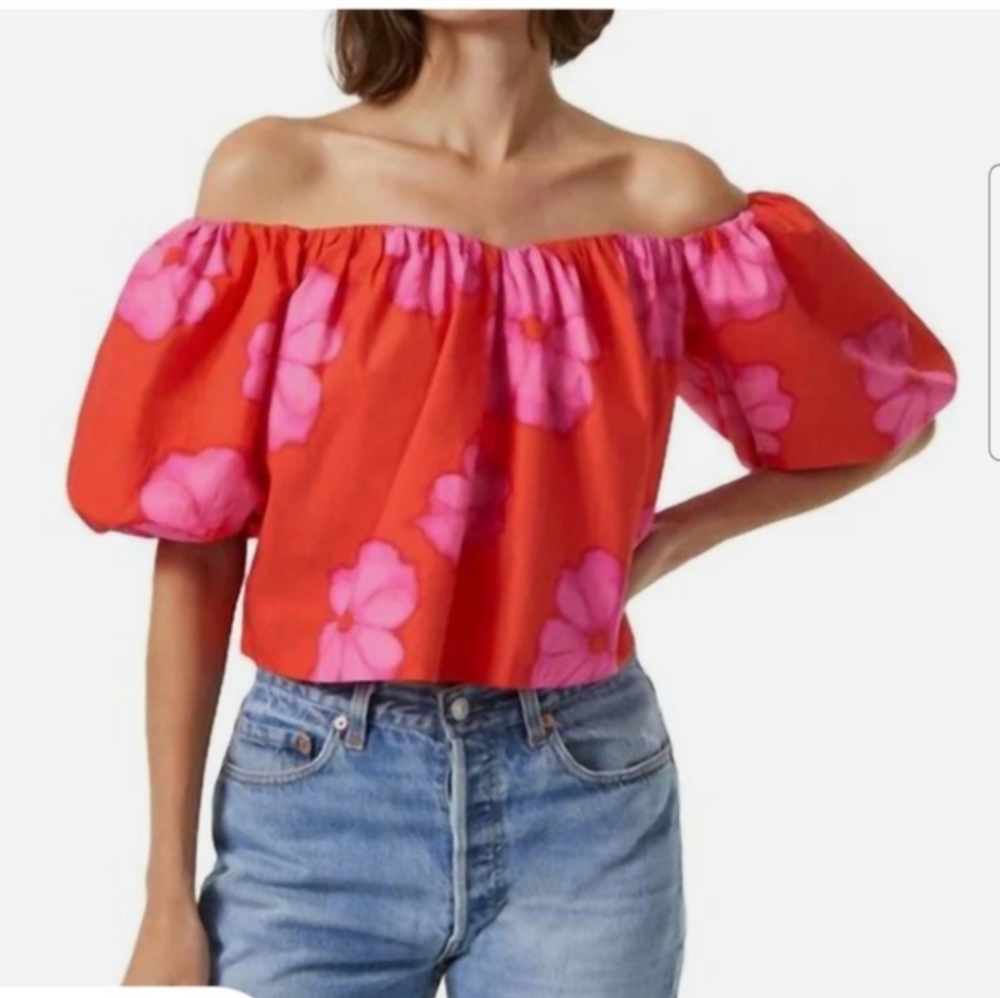 New RHODE Sima Top in the vibrant Scarlet Bombay Bloom XL NWT